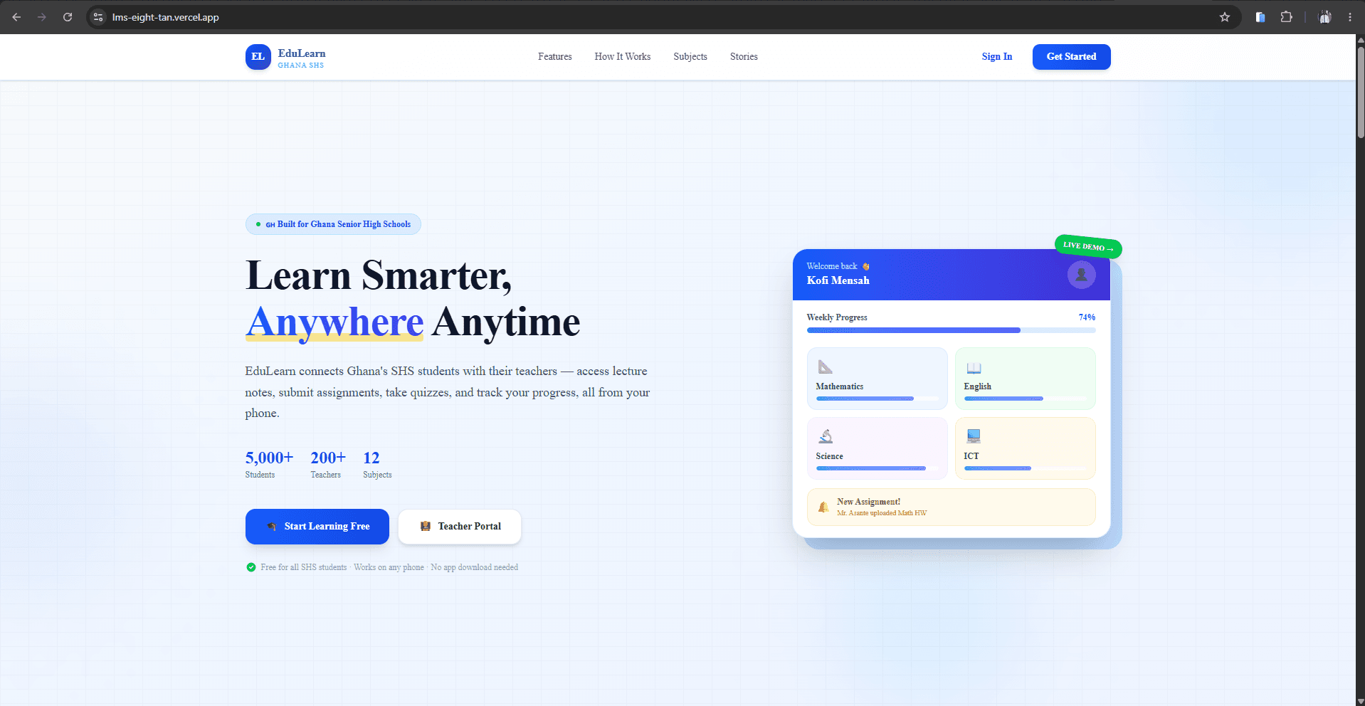 EduLearn — SHS Learning Management System screenshot