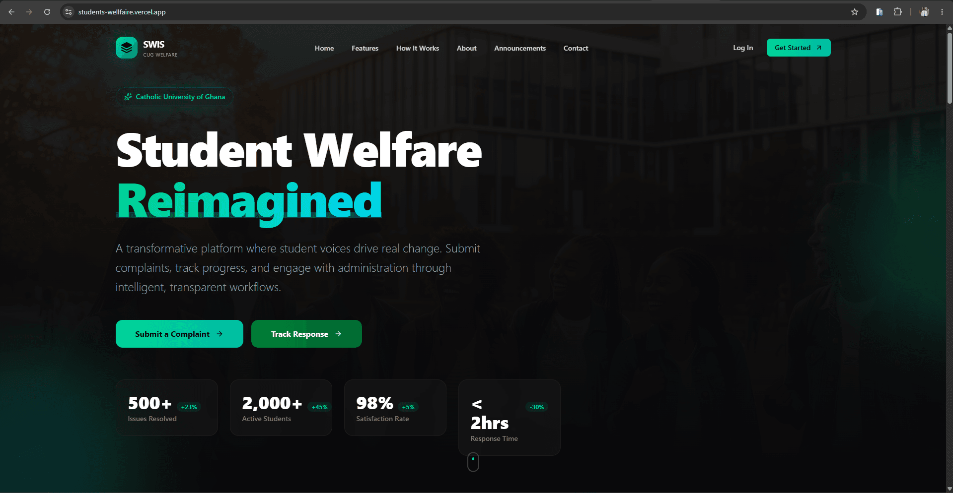 SWIS — Student Welfare System screenshot